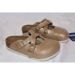 Birkenstock Girls Dorian Metallic Glittery Gold Slip On Clogs